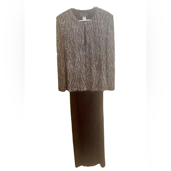 Formal Dress Jacket Set Coat Matching Sparkly Alex Evenings Excellent Condition - Picture 1 of 12